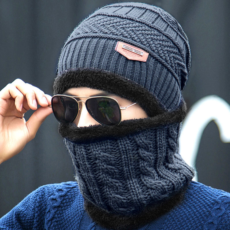 防寒毛线帽帽子男冬天加绒加厚