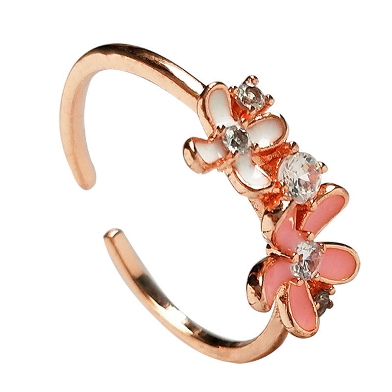 peans日韩热销单品滴油满花朵开口尾戒烤漆戒指戒指