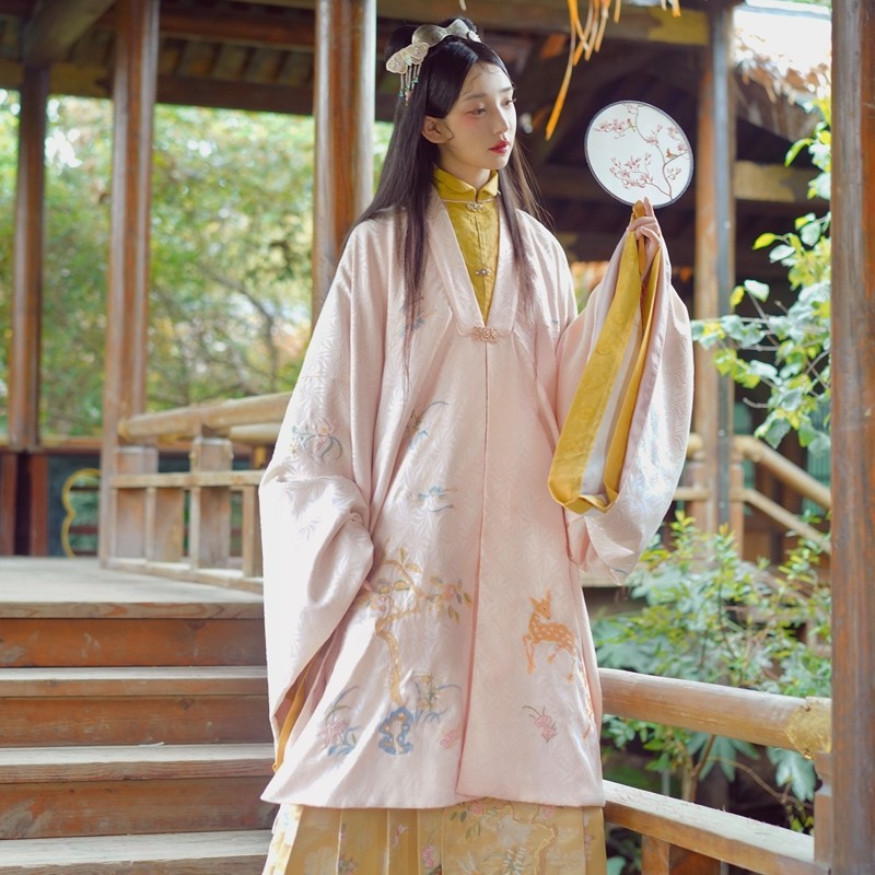 dear原创汉服呦呦鹿鸣明制披风风大袖马面裙绣花汉服