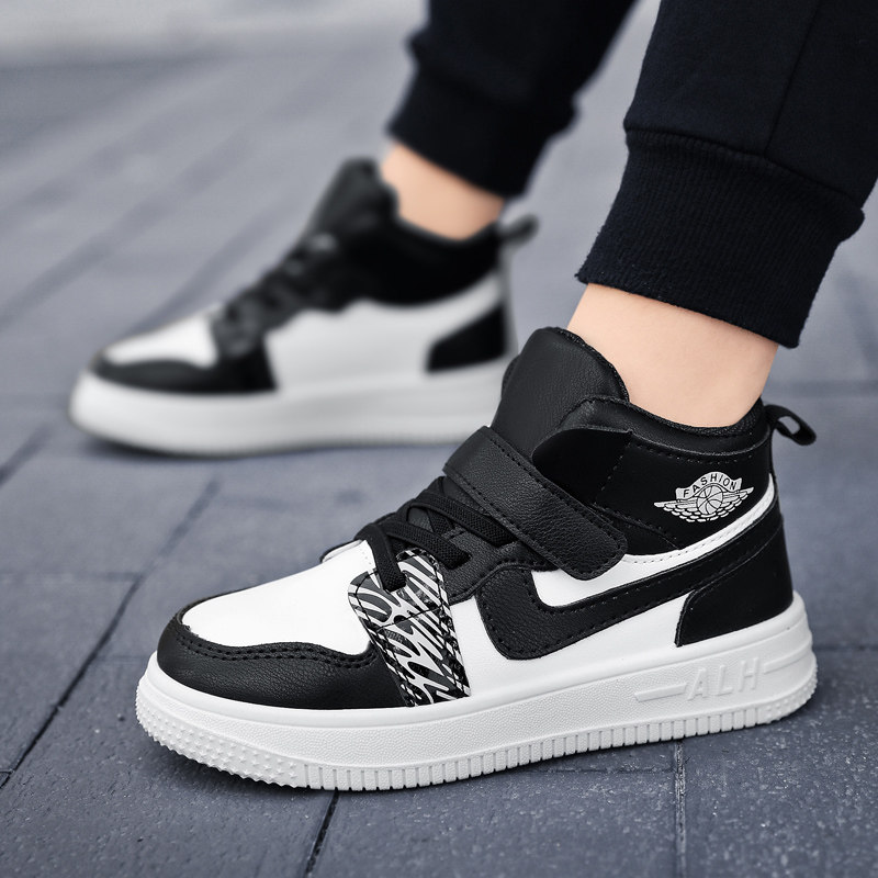 儿童高帮运动鞋皮面防水男孩子篮球球鞋aj1变色龙运动鞋