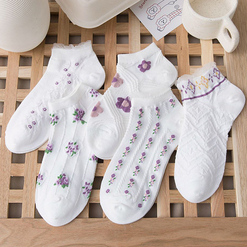 短筒花边小清新全棉薄款女生日系可爱白色鞋袜短袜