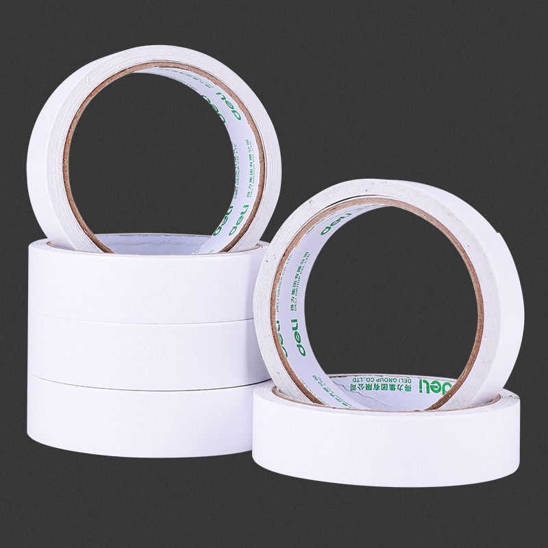 双面胶得力文具加宽小号胶大卷泡沫海绵留痕两面胶带