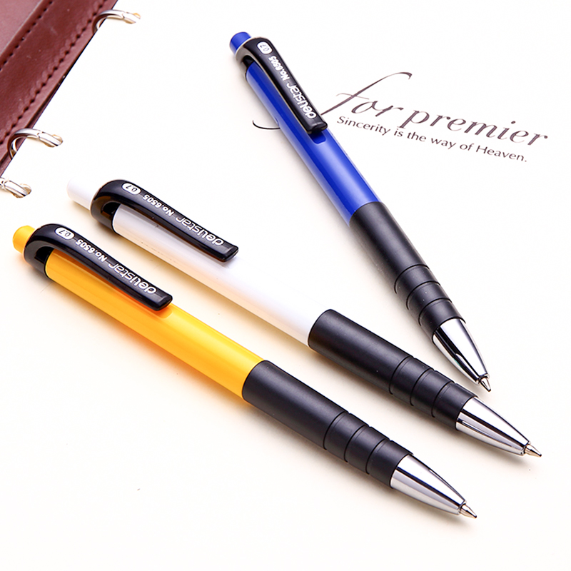 油笔得力批发少女可爱顺滑女水感笔中圆柱按动圆珠笔