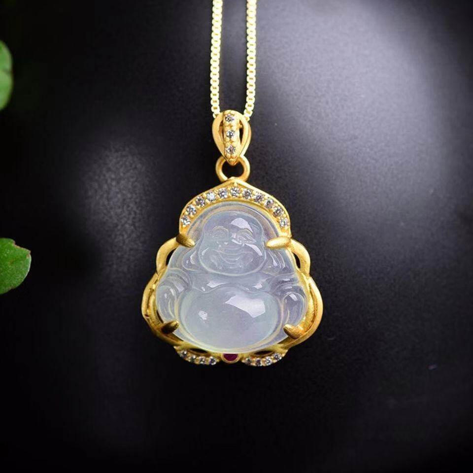 天然玉佛金玉佛古法镶嵌人工高冰玉宝石出炉新鲜项坠