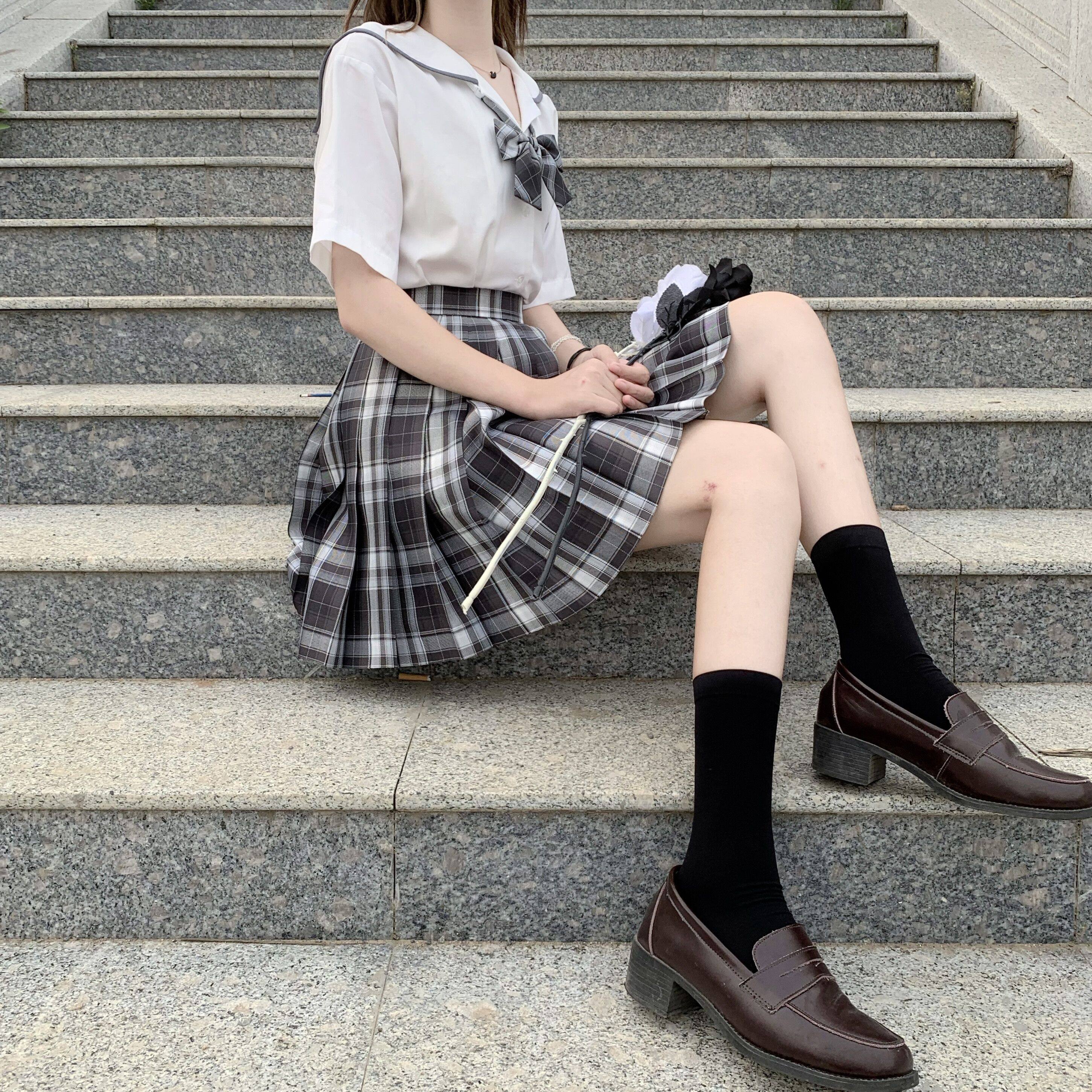 北落师门烟月原创jk制服格裙黑白百褶裙jk