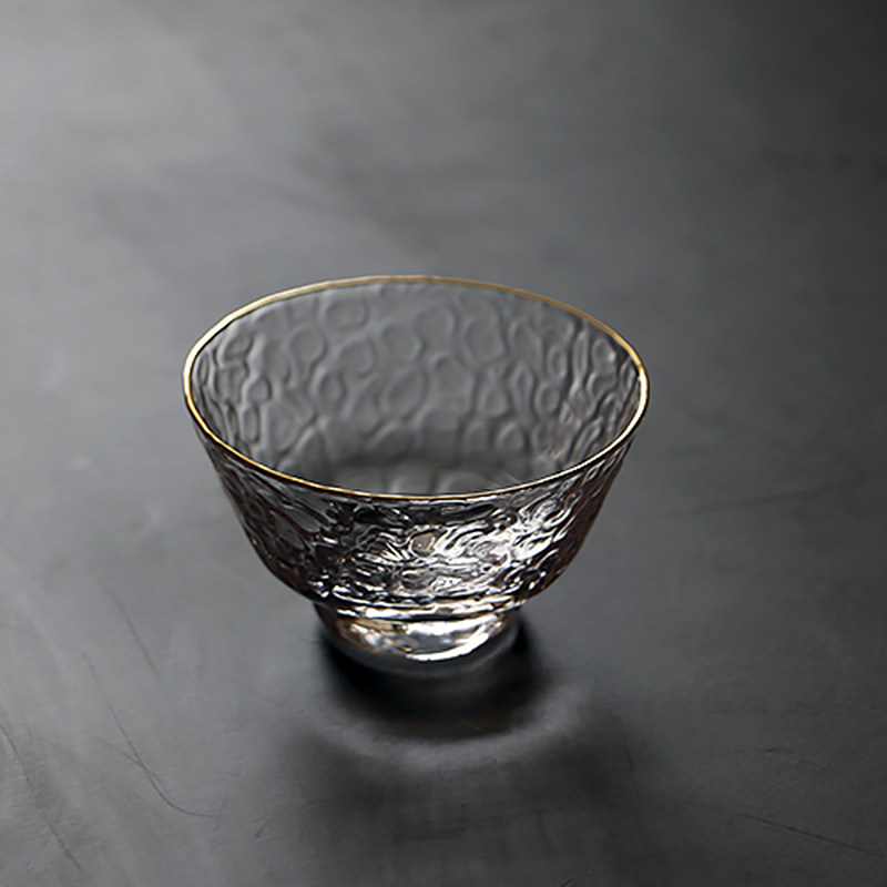 日式纯手工锤目纹玻璃品杯 日本玻璃茶具 锤纹玻璃杯 茶杯 杯子