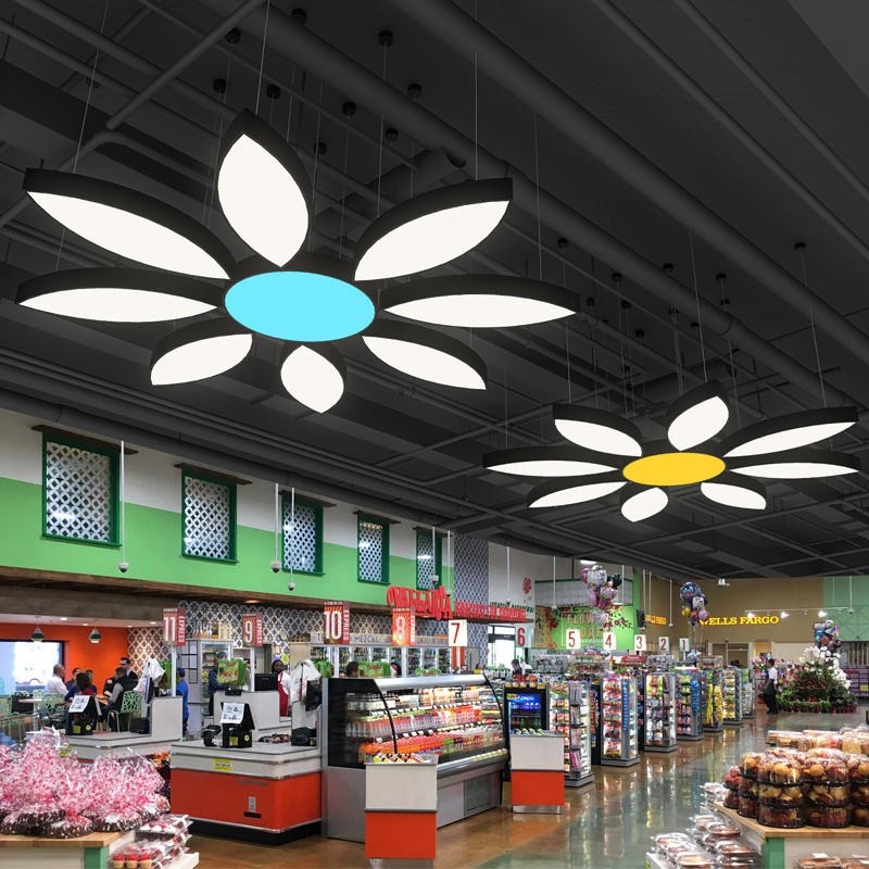 造型led叶子商场超市市花瓣形吊灯健身房办公室商场超市