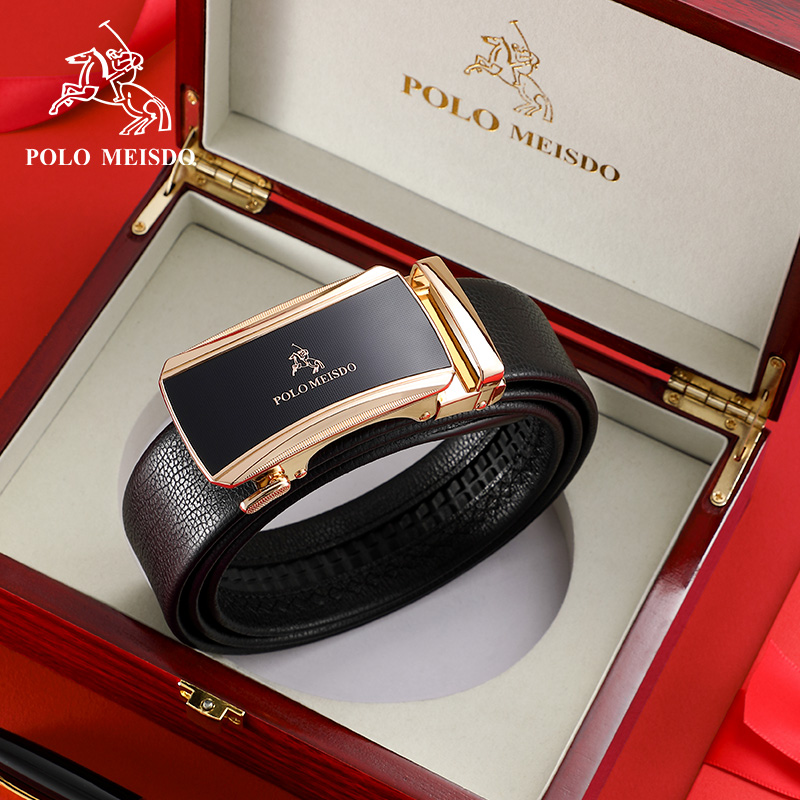 正品英国保罗男士皮带真皮自动扣2021新款纯牛皮高档裤腰带男青年