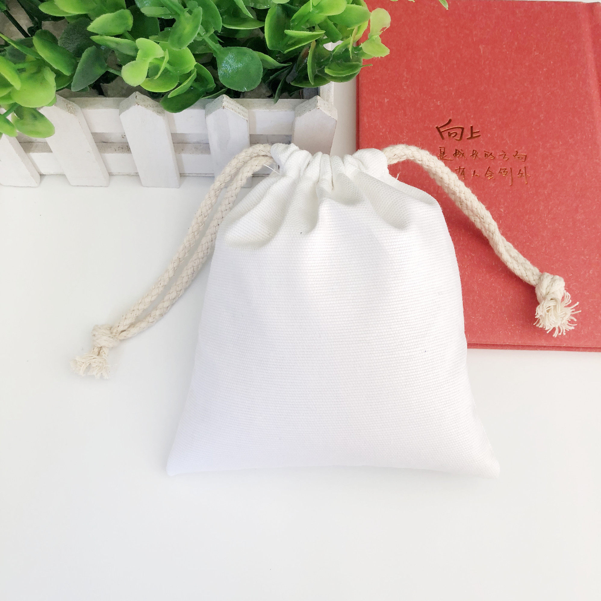 布袋抽绳纯棉帆布口袋白色白色棉棉布旅行收纳包其他收纳袋