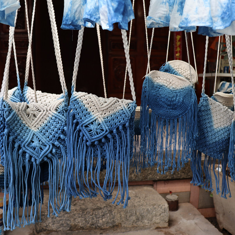 植物染料蓝靛indigo蓝染扎染加工染色样品服饰白族扎染