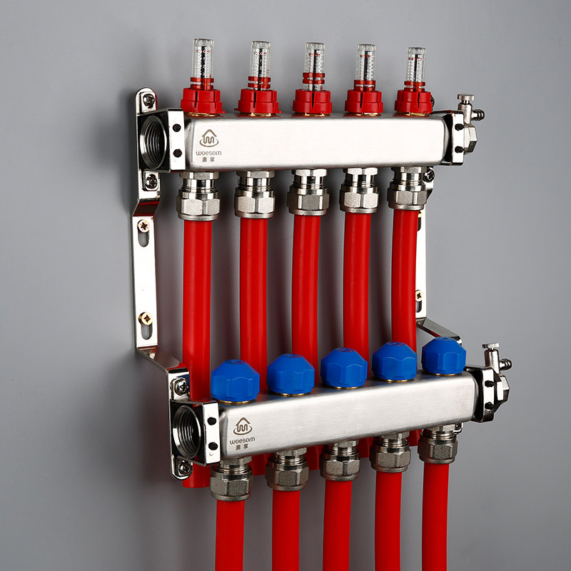 地暖分集水器流量计分水器不锈钢304大流量耐腐蚀可调节分集水器