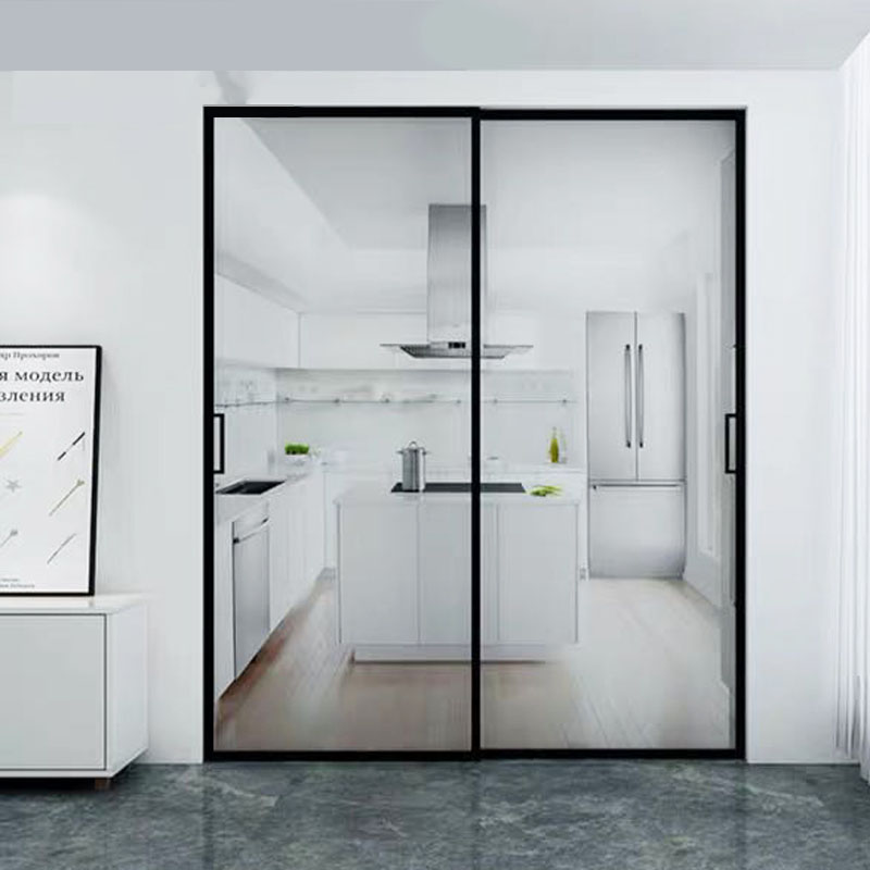 定制极简边框钛镁铝合金推拉门吊趟门玻璃移门厨房室内门