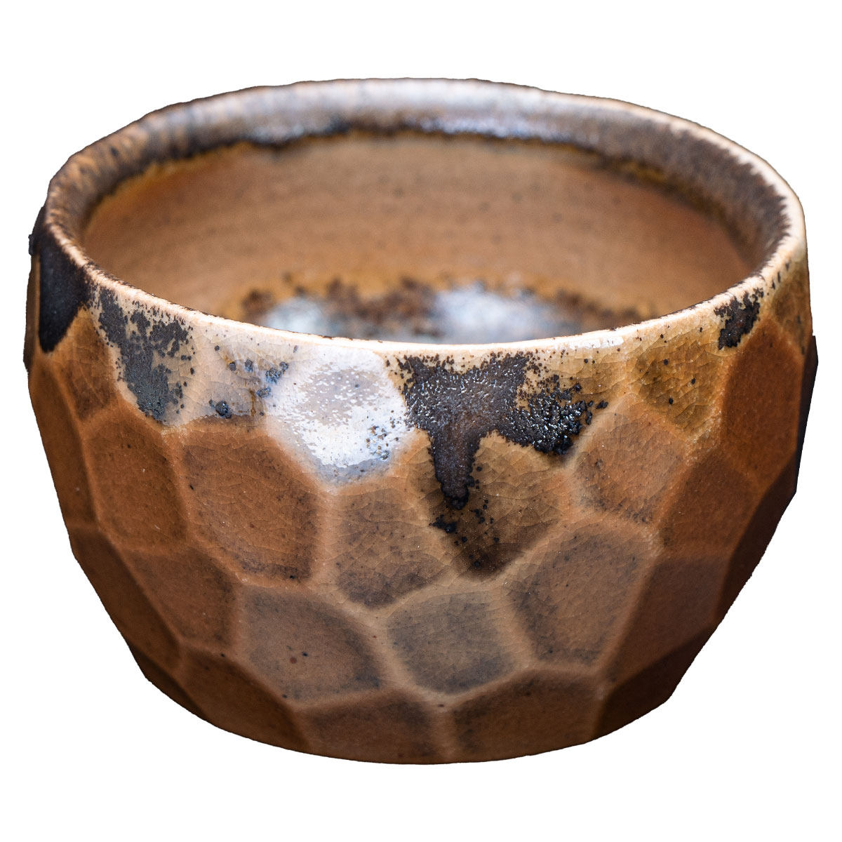 茶神柴烧吴泰亿柴烧钻石切角杯名师纯手工粗陶茶杯主人杯