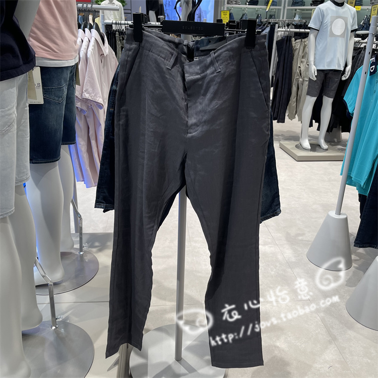 SELECTED/思莱德夏季亚麻混纺男士薄款休闲裤420214512