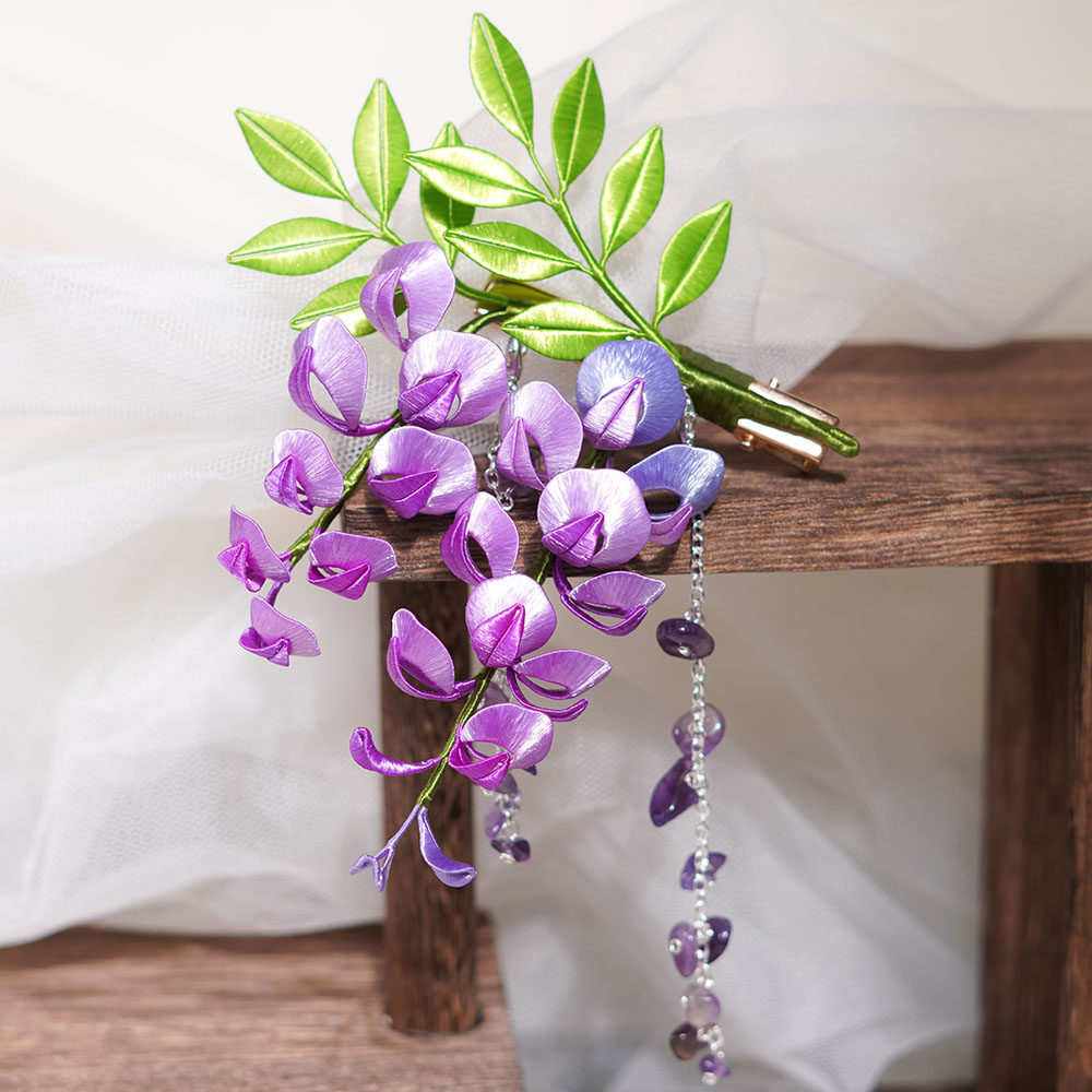 无澜手作缠发簪紫藤花发饰