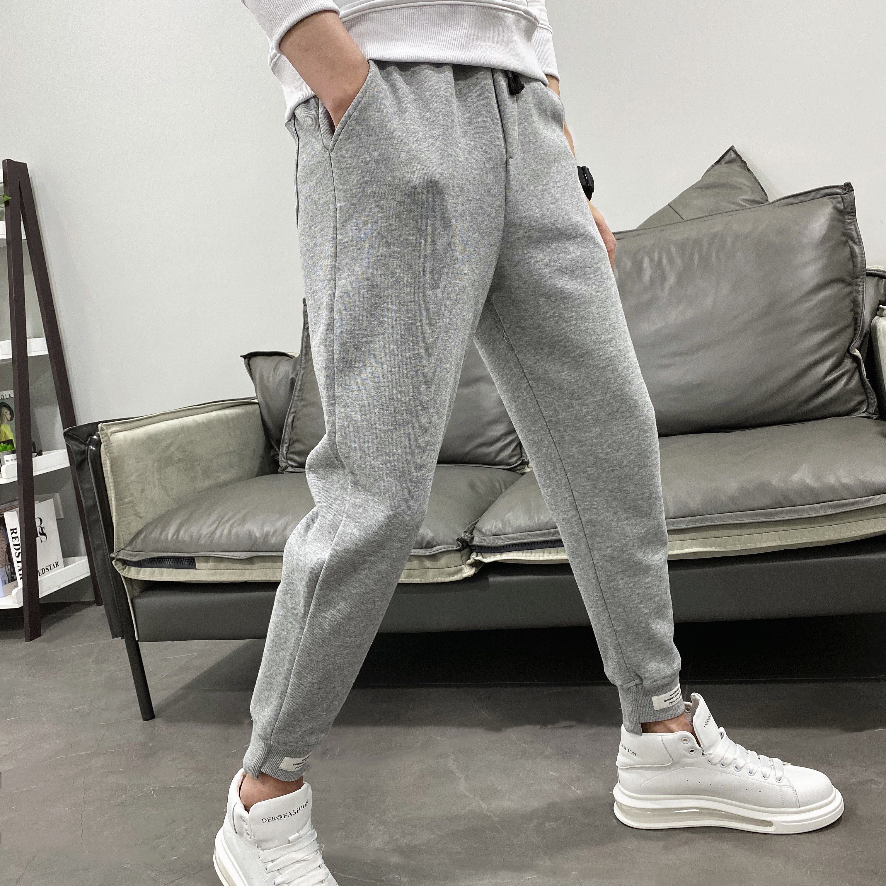 潮流时尚运动裤男新款宽松卫裤束脚厚款修身显瘦九分休闲裤