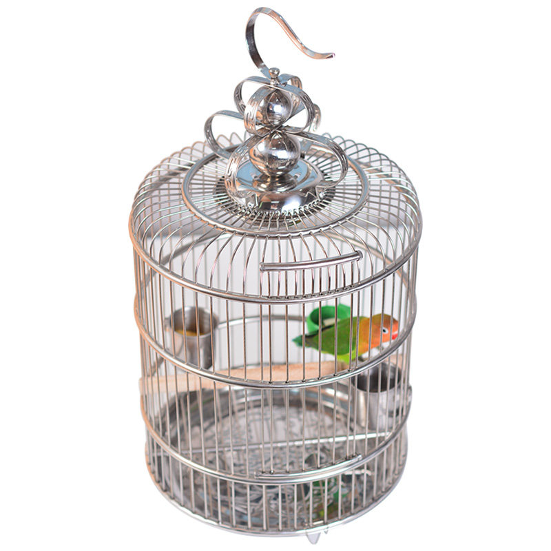 简约不锈钢鸟笼画眉鹩哥八哥圆笼鹦鹉繁殖国家专利鸟笼