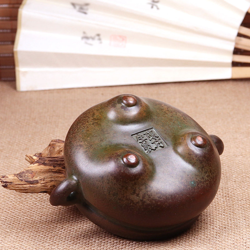 陈巧生束颈板耳大号精铜香炉线香盘香茶道手工香薰炉