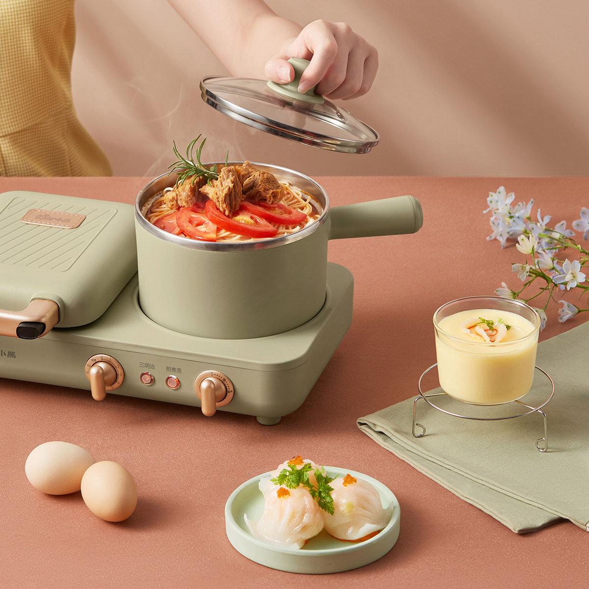 小熊三明治早餐机家用小型懒人轻食机多功能四合合一吐司机
