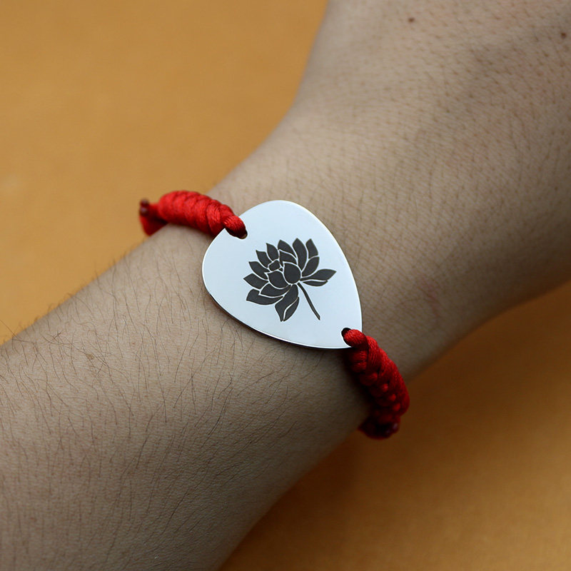 吉他拨片手链刻字定制激光刻图男女摇滚饰品手链