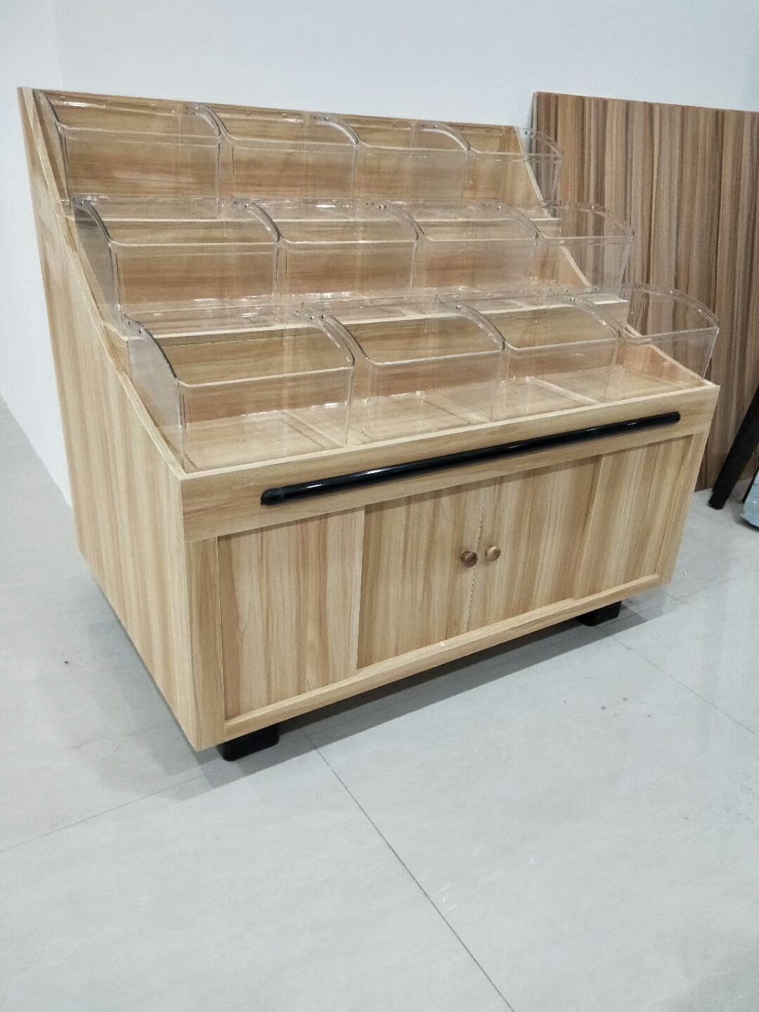 超市散货货柜木质干果糖果食品货架木制米粮商用展示柜