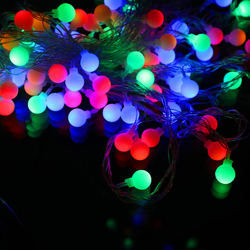 彩色圆球灯10米100灯插电款 led灯小彩灯闪灯小夜灯布置梦幻装饰_双氙