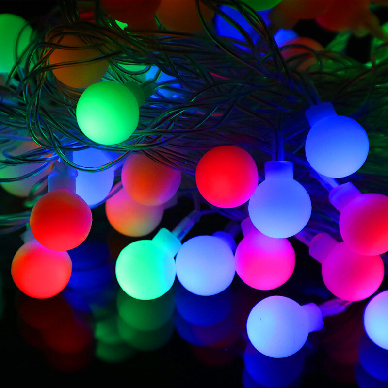 彩色圆球灯10米100灯插电款 led灯小彩灯闪灯小夜灯布置梦幻装饰