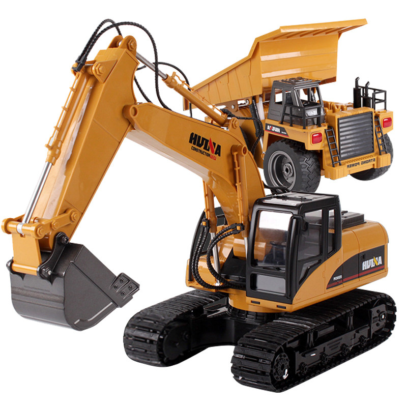 遥控挖掘机充电动合金工程车大号耐摔男孩儿童玩具铲车电动挖土机