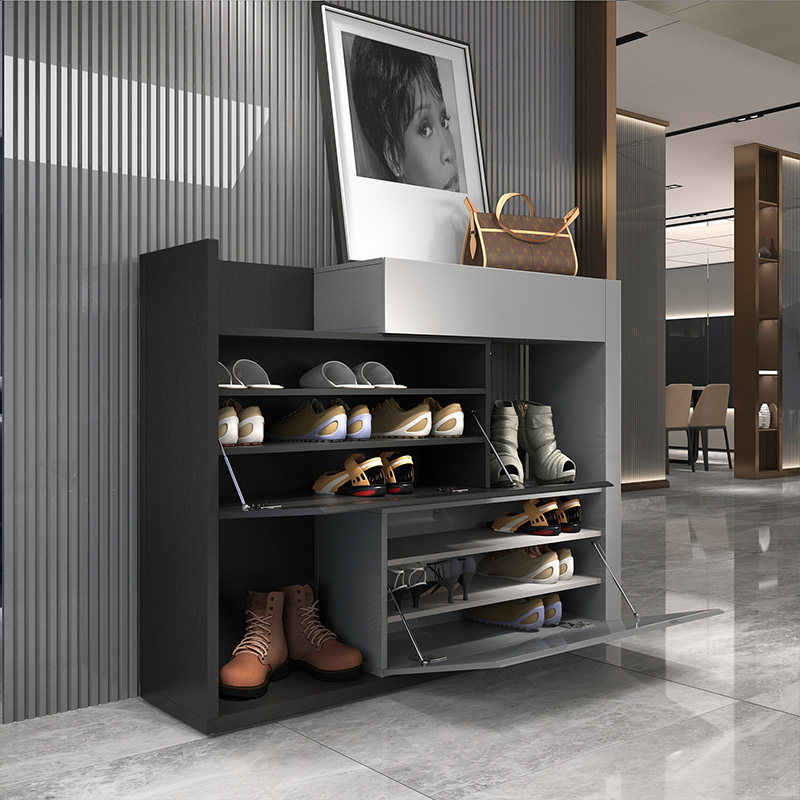 纳威北欧轻奢鞋柜家用大容量翻斗式入户门口玄关柜极简抽拉储物柜