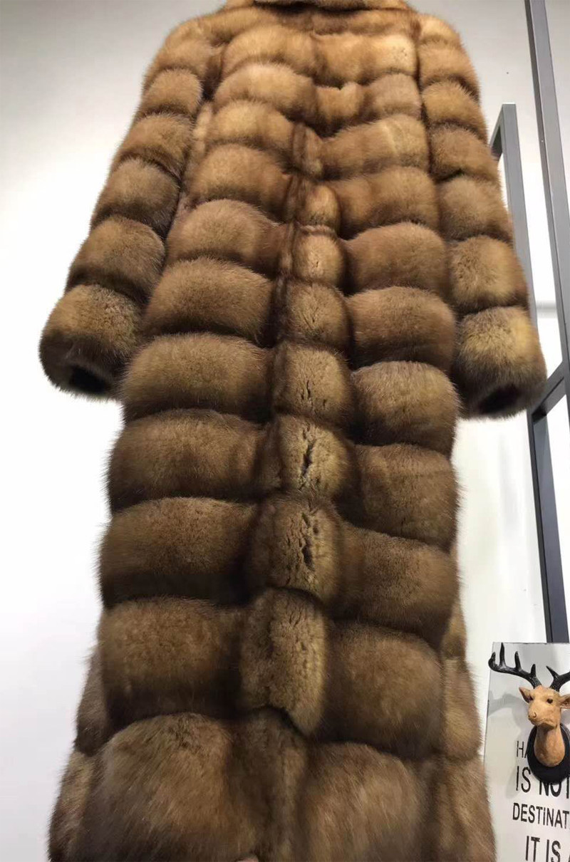 全新样衣原色俄罗斯紫貂西装横切整貂加长款非皮草