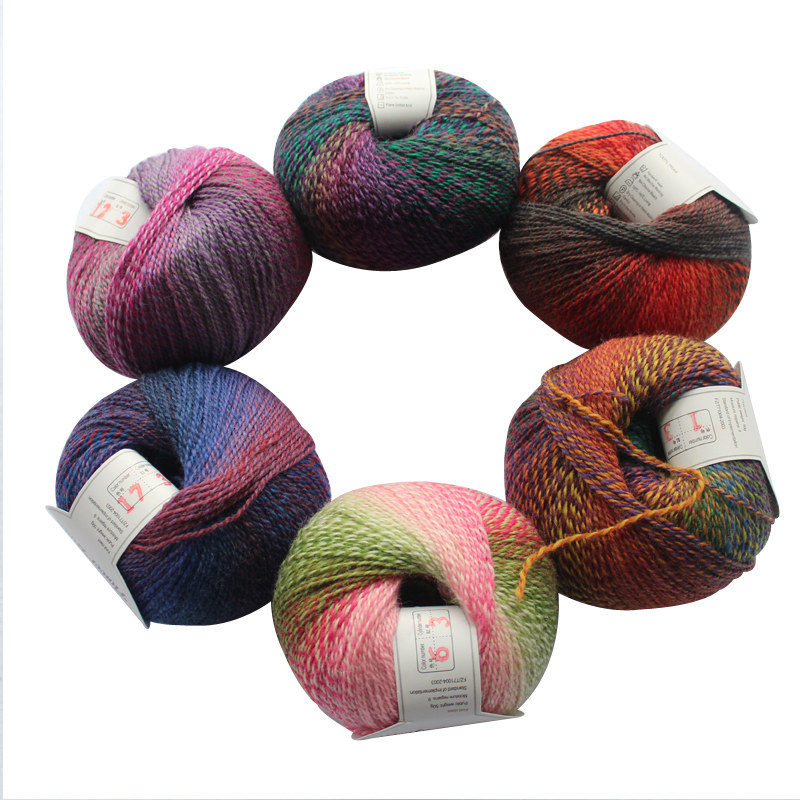 羊毛彩虹新品纯羊毛线长段外套披肩围巾帽子毛线