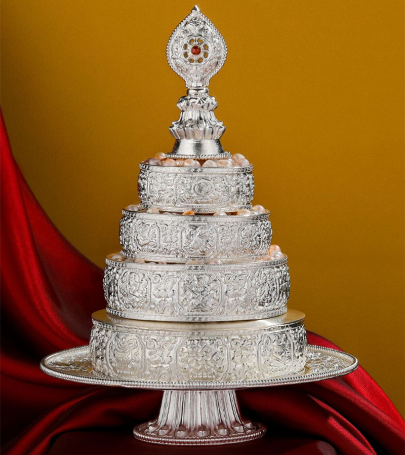 藏传s999纯银银曼扎盘八吉祥曼扎37堆图曼茶罗其他