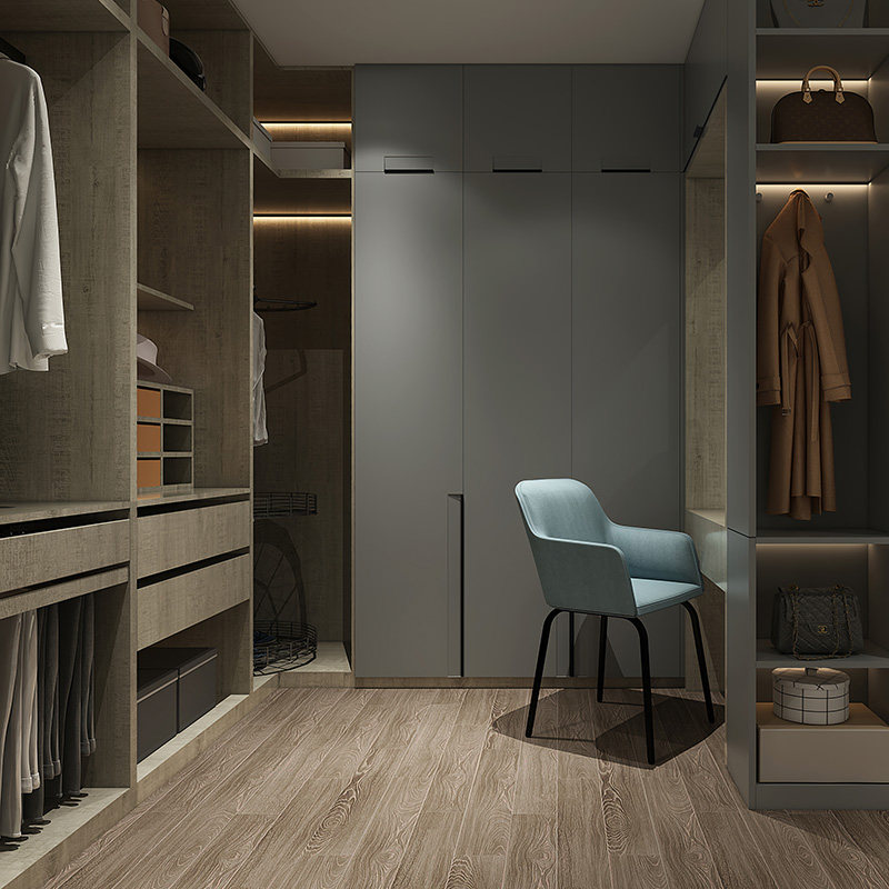 兔宝宝波托菲诺卧室整体衣柜衣帽间定制推拉门现代简约家具定制走入式