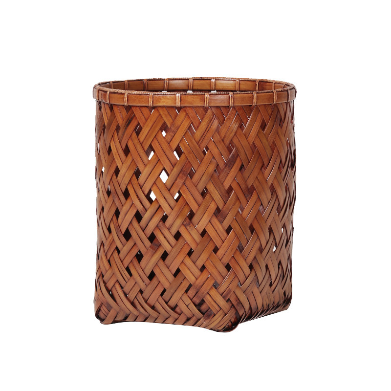 竹编收纳竹篓卷轴画筐书房纸篓垃圾桶家用箩筐竹编