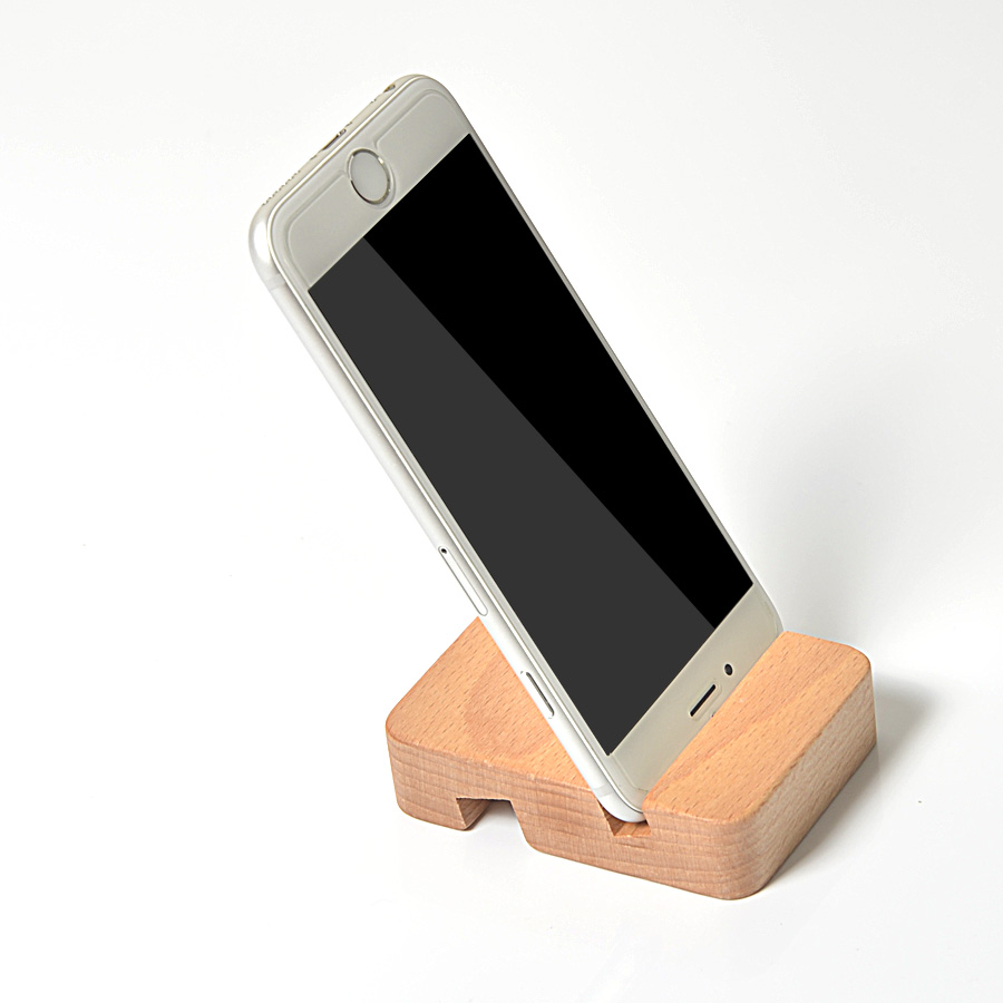 懒人木质手机支架床头办公室桌面底座三星小米手机支架