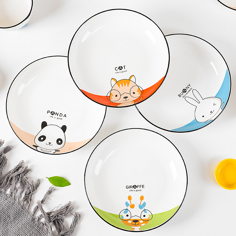 陶瓷盘子碟子创意卡通家用圆形菜盘早餐西餐盘