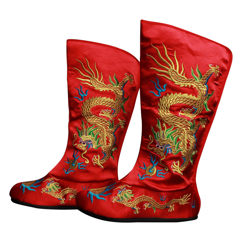 戏曲戏剧川剧变脸皇帝龙靴古装cosplay官靴绣龙高帮鞋
