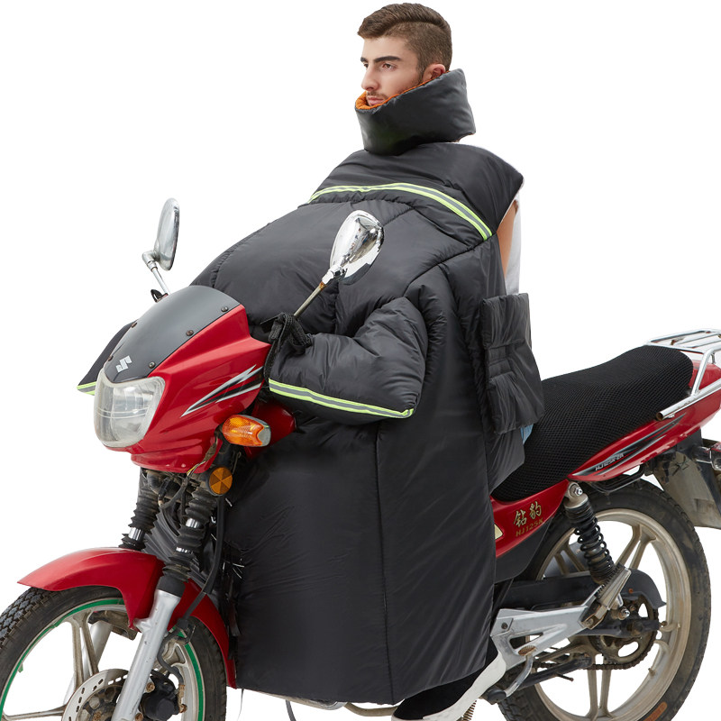 125跨骑弯梁摩托车挡风被冬季电动加绒加厚保暖挡风罩110护膝男