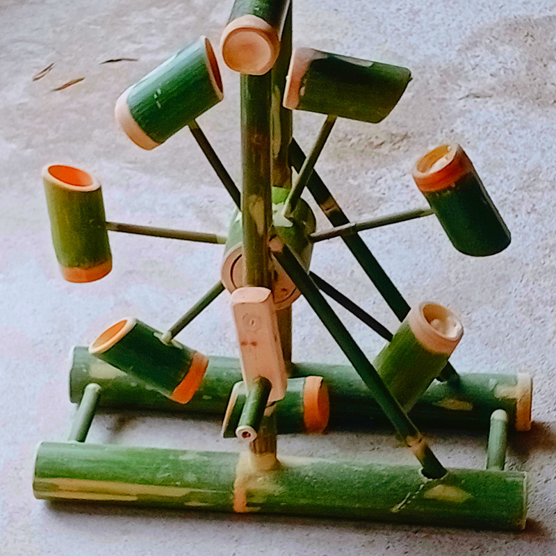 竹子竹制竹筒手摇水车风车水轮转轮幼儿园儿童戏水