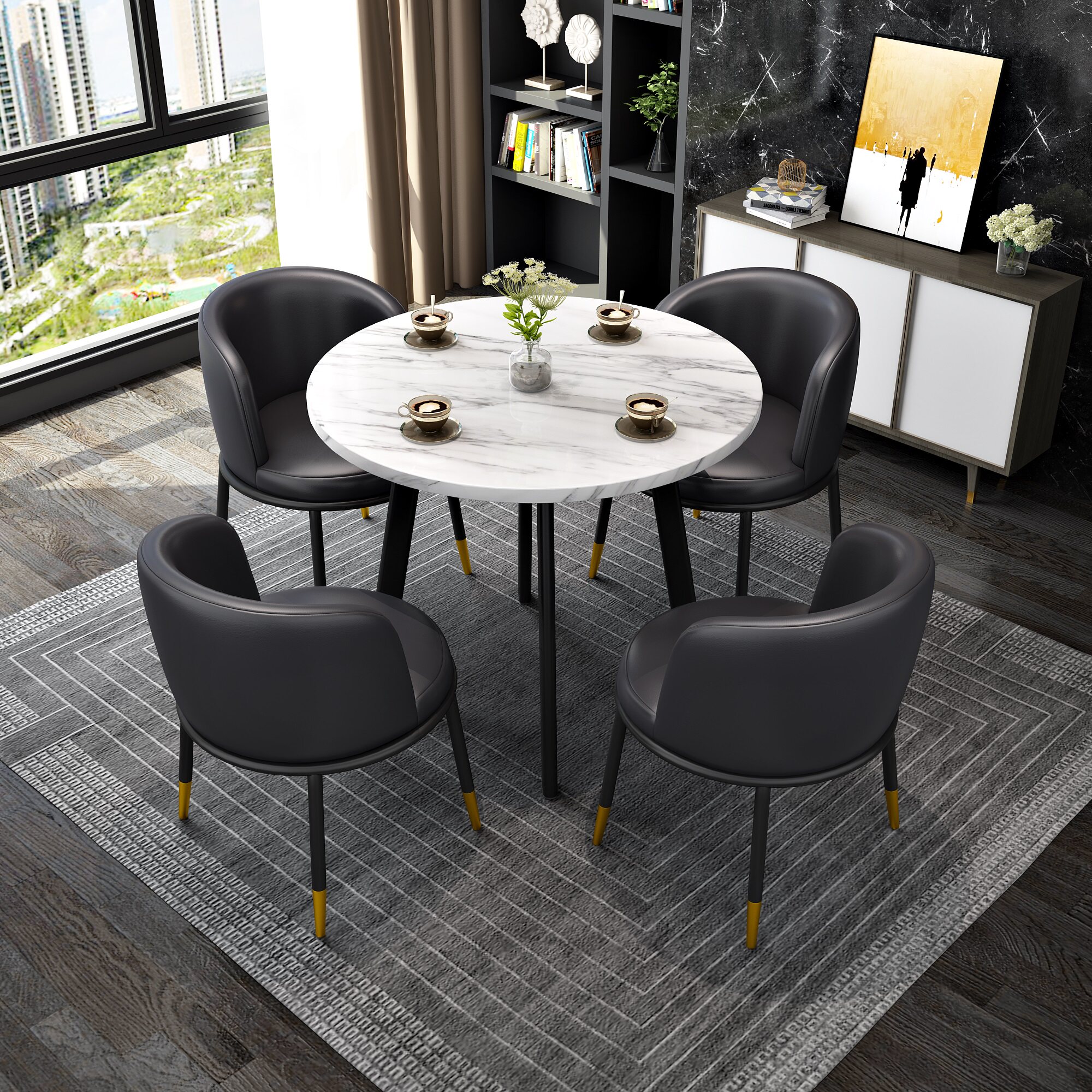 桌椅简约接待洽谈组合小圆圆桌店铺会客休息区会议桌