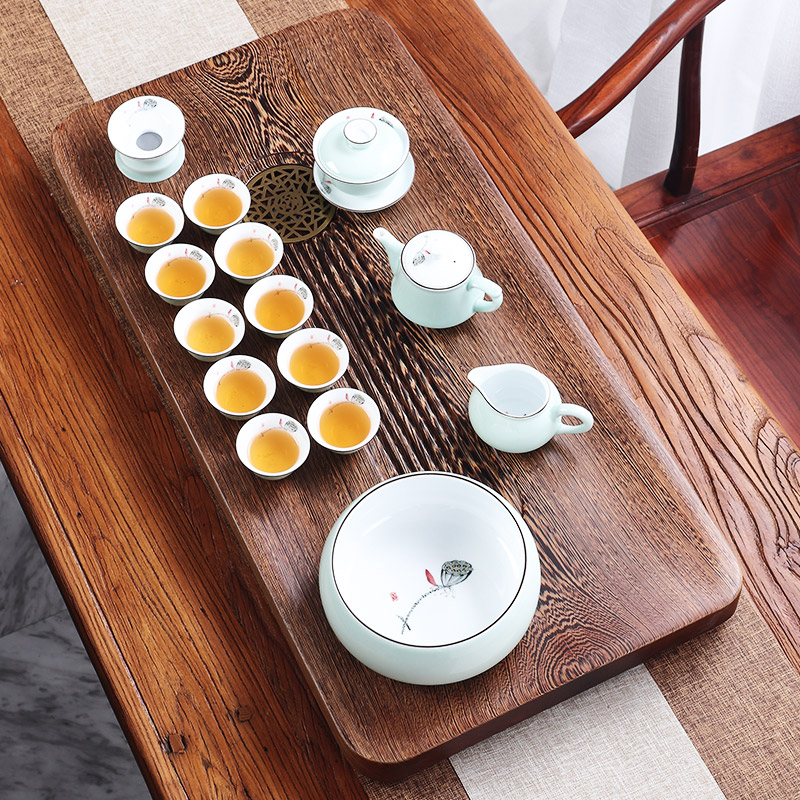 实木茶盘鸡翅木整块现代清新木质茶具中式家居茶盘