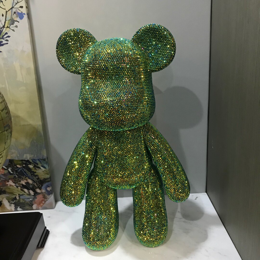 七彩绿色底钻贴钻暴力熊玩偶摆件粘钻熊满钻抖音创意