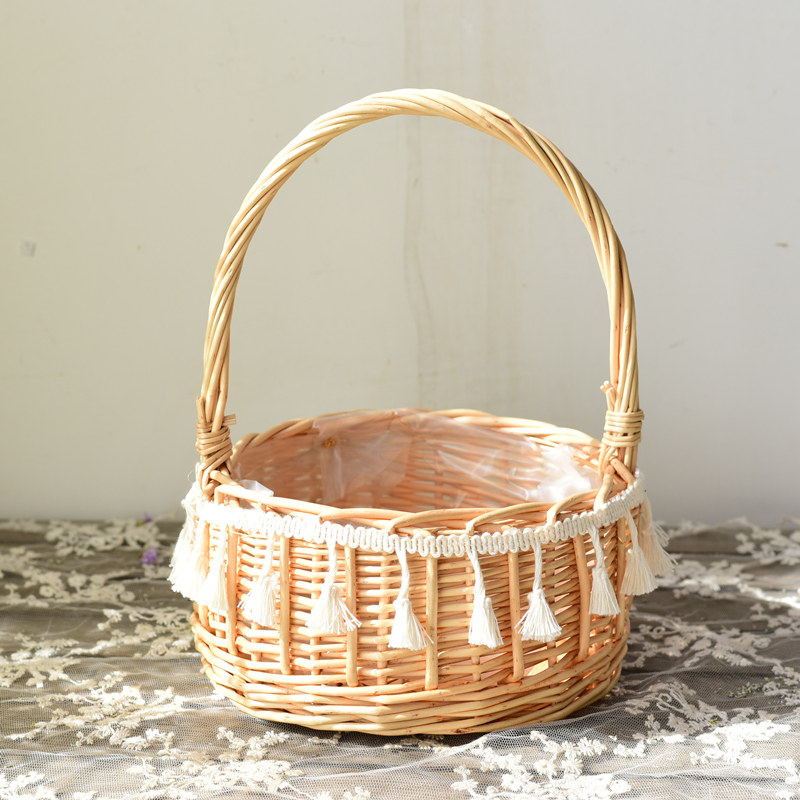 花篮手工柳编藤编编织手提干花鲜花花插花篮子花篮