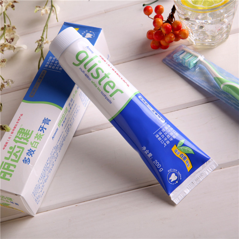 amway安利牙膏国产安利白茶丽齿健多效美去口臭白牙渍烟渍黄200g