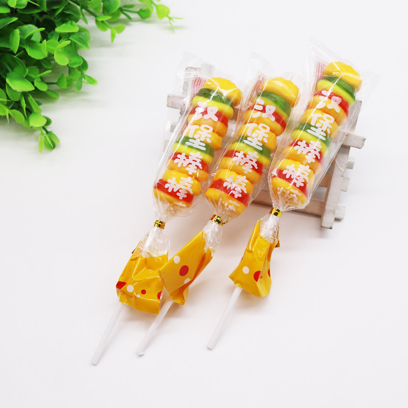 果味整盒20支19g汉堡棒棒糖橡皮橡皮糖糖水软糖传统糖果