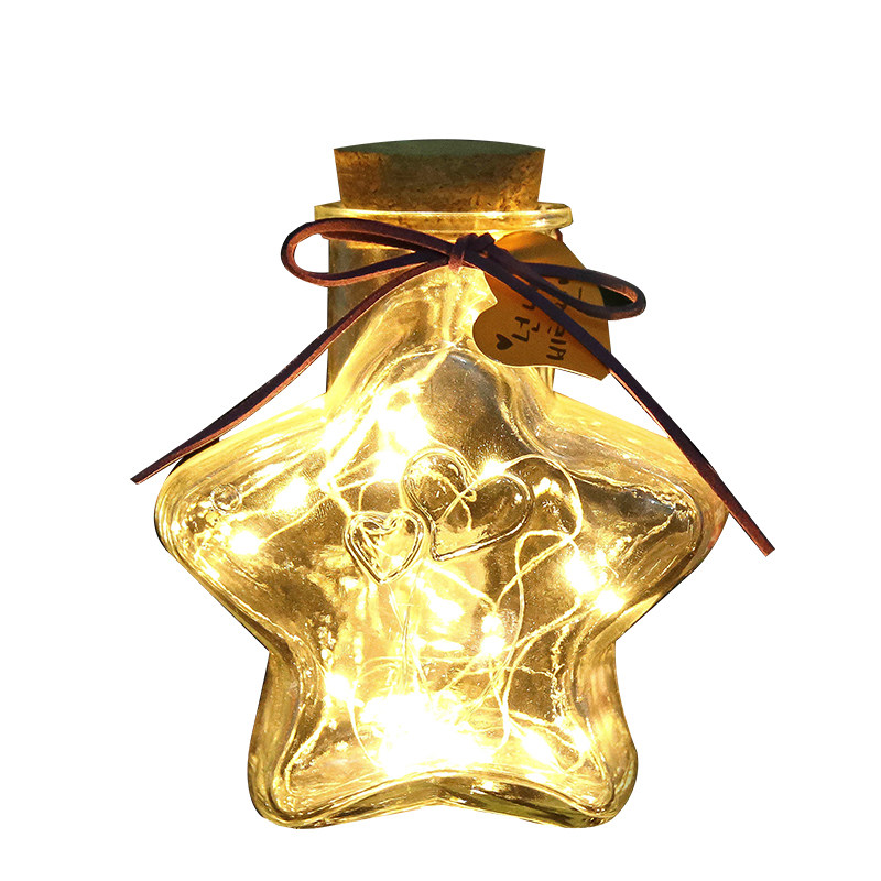 led灯星星瓶夜光许愿瓶荧光幸运星玻璃发光瓶星星纸管折生日礼物