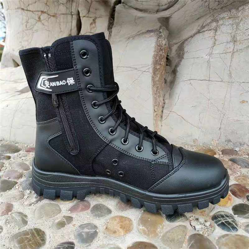 3517安保专用鞋高保安作训鞋男户外单靴黑色战术靴