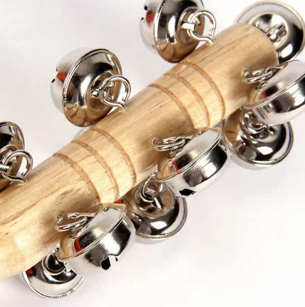 奥尔夫打击乐器 手棒铃 棒铃 原木棒铃 13铃棒铃 响铃 早教益智类