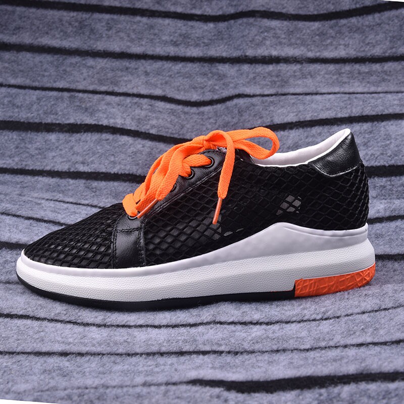 blvn专柜牛皮网纱正品跑步摇摇秋季网面系带单鞋