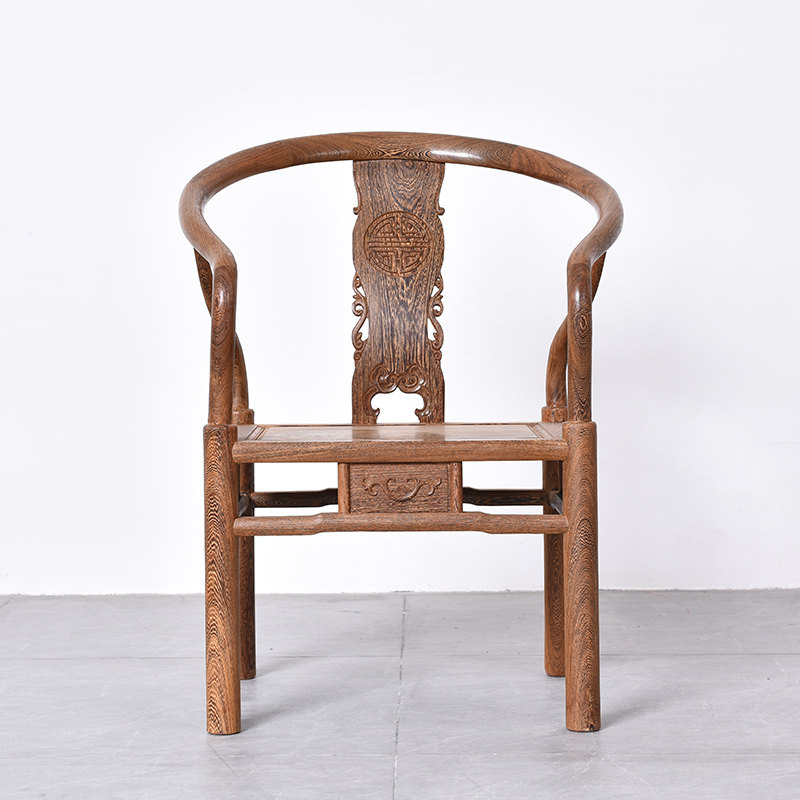 红木家具新中式鸡翅木圈椅实木围椅太师椅靠背椅茶椅书椅休闲椅